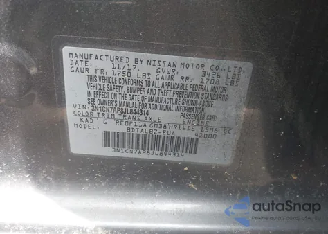 2018 Nissan Versa 1.6 Sv from USA, damaged, VIN 3N1CN7AP8JL844314